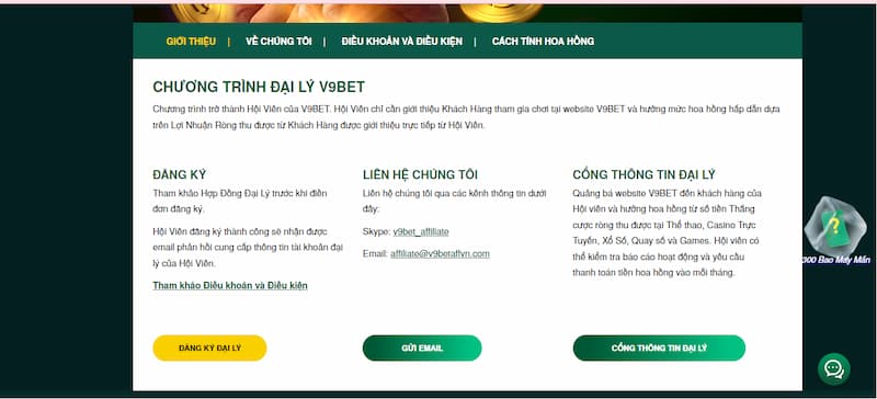 Chính sách đại lý nhà cái V9bet